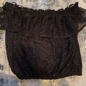 Black - lace - off the shoulder - cropped